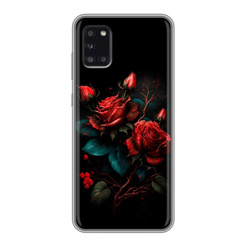 Дизайнерский силиконовый чехол для Samsung Galaxy A31 Розы красные