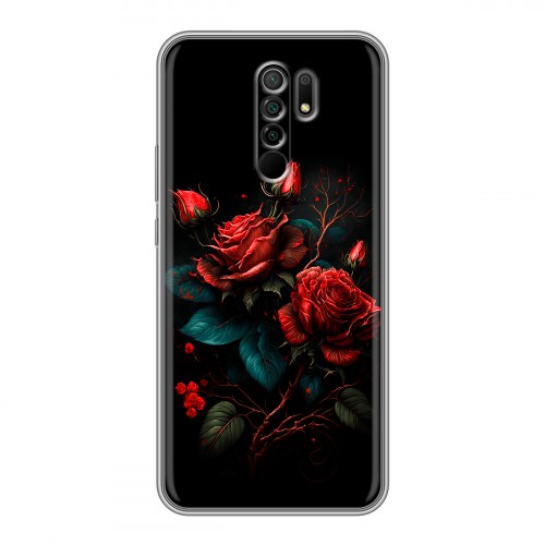 Дизайнерский силиконовый чехол для Xiaomi RedMi 9 Розы красные