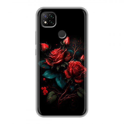 Дизайнерский силиконовый чехол для Xiaomi RedMi 9C Розы красные