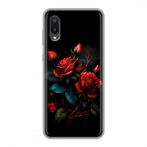 Дизайнерский силиконовый чехол для Samsung Galaxy A02 Розы красные