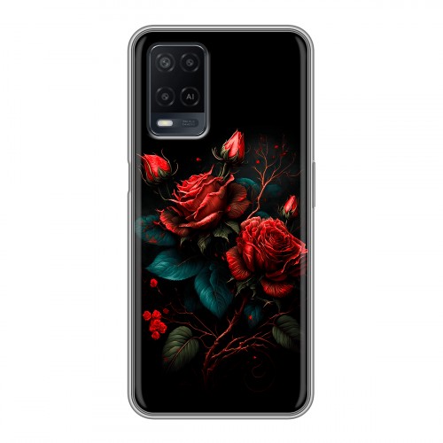 Дизайнерский силиконовый чехол для OPPO A54 Розы красные