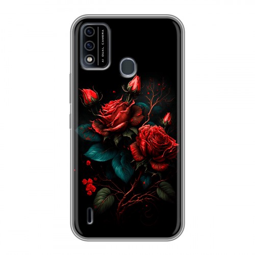 Дизайнерский силиконовый чехол для Itel A48 Розы красные