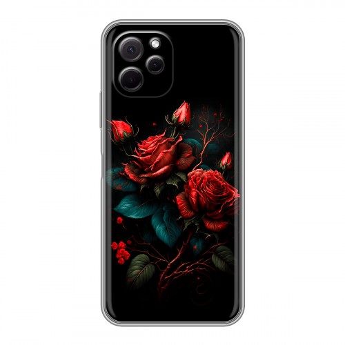 Дизайнерский силиконовый с усиленными углами чехол для Huawei Nova Y61 Розы красные