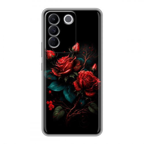 Дизайнерский силиконовый чехол для Vivo V27e Розы красные