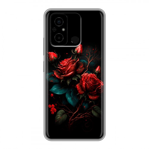 Дизайнерский силиконовый чехол для Xiaomi Poco C55 Розы красные