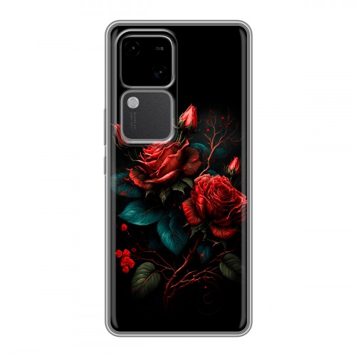 Дизайнерский силиконовый чехол для Vivo V30 5G Розы красные