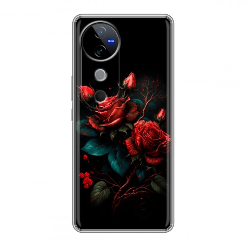Дизайнерский силиконовый чехол для Vivo V40 5G Розы красные