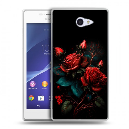 Дизайнерский пластиковый чехол для Sony Xperia M2 dual Розы красные