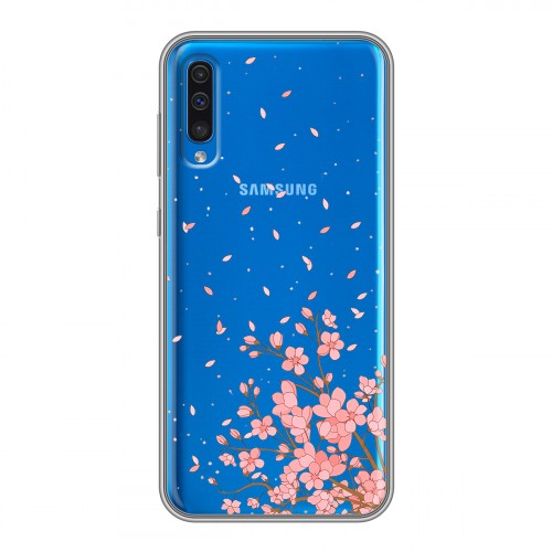 Полупрозрачный дизайнерский пластиковый чехол для Samsung Galaxy A50 Ветка сакуры