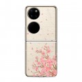 Полупрозрачный дизайнерский пластиковый чехол для Huawei P50 Pocket Ветка сакуры
