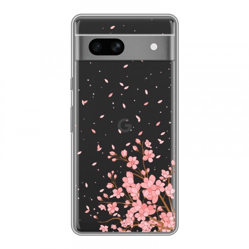 Полупрозрачный дизайнерский пластиковый чехол для Google Pixel 7A Ветка сакуры