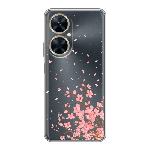 Полупрозрачный дизайнерский пластиковый чехол для Huawei Nova 11i Ветка сакуры
