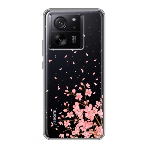 Полупрозрачный дизайнерский пластиковый чехол для Xiaomi 13T Ветка сакуры
