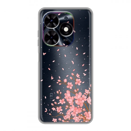 Полупрозрачный дизайнерский пластиковый чехол для Tecno Spark Go 2024 Ветка сакуры