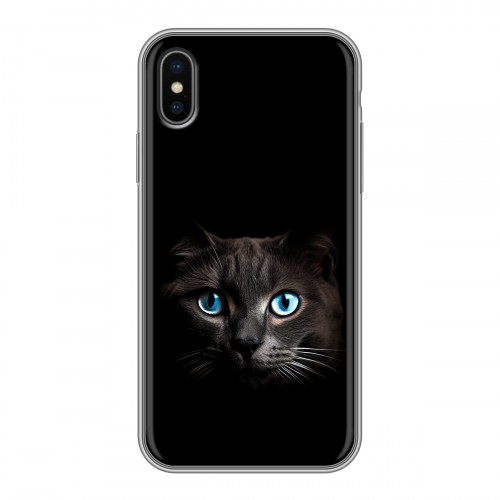 Дизайнерский силиконовый чехол для Iphone x10 Кот в темноте