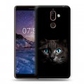 Дизайнерский пластиковый чехол для Nokia 7 Plus Кот в темноте