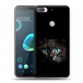 Дизайнерский силиконовый чехол для HTC Desire 12 Plus Кот в темноте