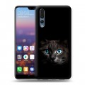 Дизайнерский силиконовый с усиленными углами чехол для Huawei P20 Pro Кот в темноте