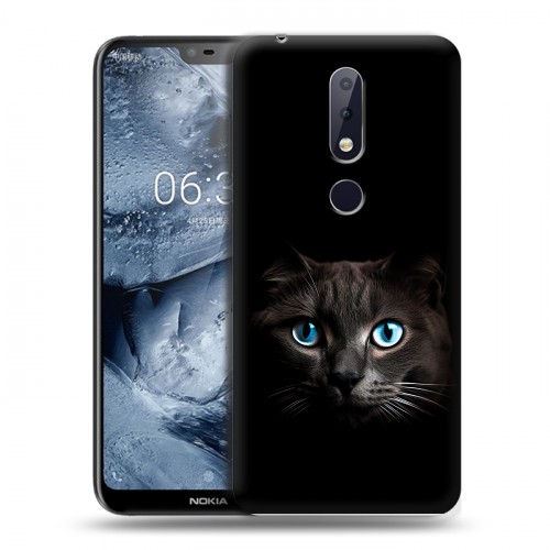 Дизайнерский силиконовый чехол для Nokia 6.1 Plus Кот в темноте