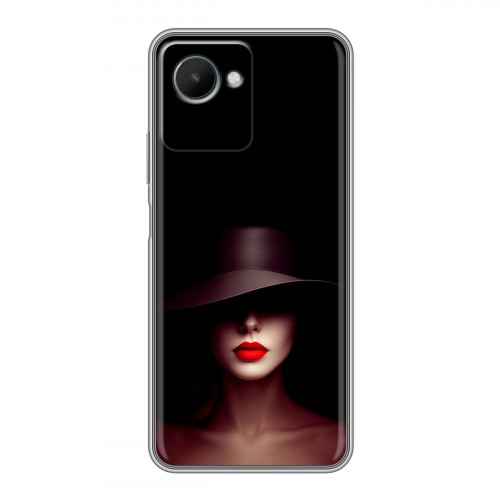 Дизайнерский силиконовый чехол для Realme C30s Девушка в шляпе