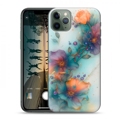 Дизайнерский силиконовый чехол для Iphone 11 Pro Акварельные цветы