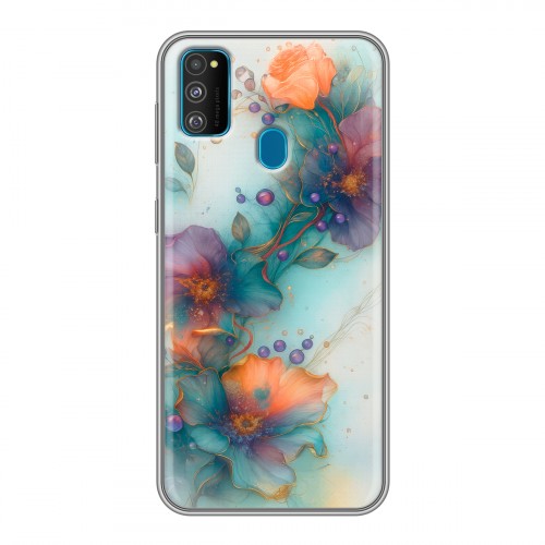 Дизайнерский силиконовый чехол для Samsung Galaxy M30s Акварельные цветы