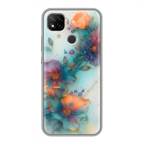 Дизайнерский силиконовый чехол для Xiaomi RedMi 9C Акварельные цветы