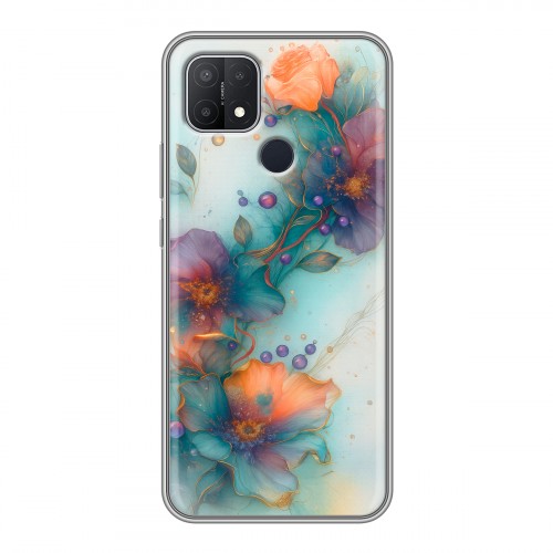 Дизайнерский силиконовый чехол для OPPO A15 Акварельные цветы