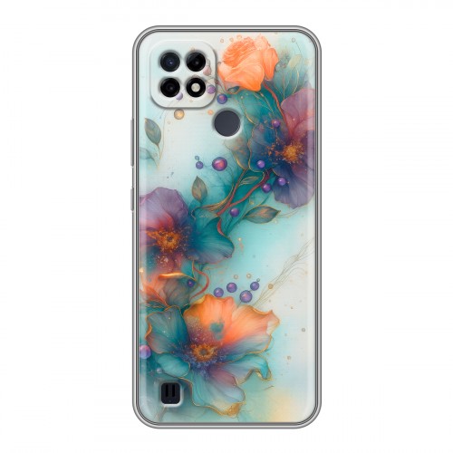 Дизайнерский силиконовый чехол для Realme C21 Акварельные цветы