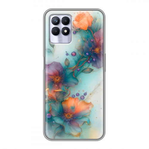 Дизайнерский силиконовый чехол для Realme 8i Акварельные цветы
