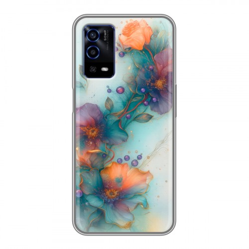 Дизайнерский силиконовый с усиленными углами чехол для OPPO A55 Акварельные цветы