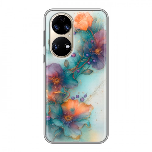 Дизайнерский силиконовый чехол для Huawei P50 Pro Акварельные цветы
