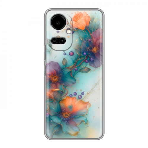 Дизайнерский силиконовый чехол для Tecno Camon 19 Акварельные цветы