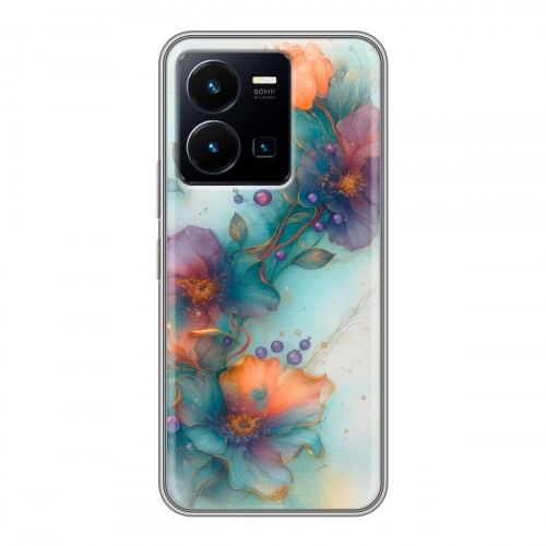 Дизайнерский силиконовый с усиленными углами чехол для Vivo Y35 Акварельные цветы