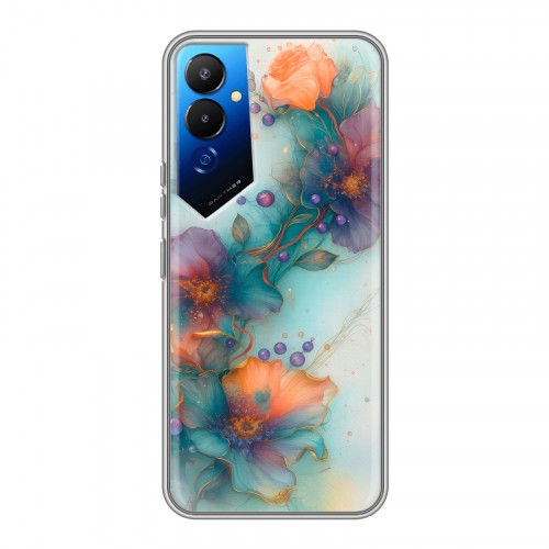 Дизайнерский силиконовый чехол для Tecno Pova 4 Акварельные цветы