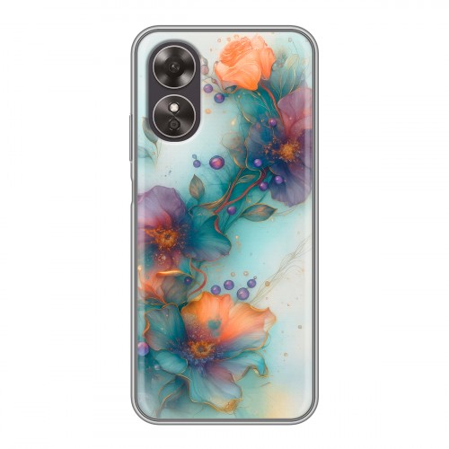 Дизайнерский силиконовый чехол для OPPO A17 Акварельные цветы