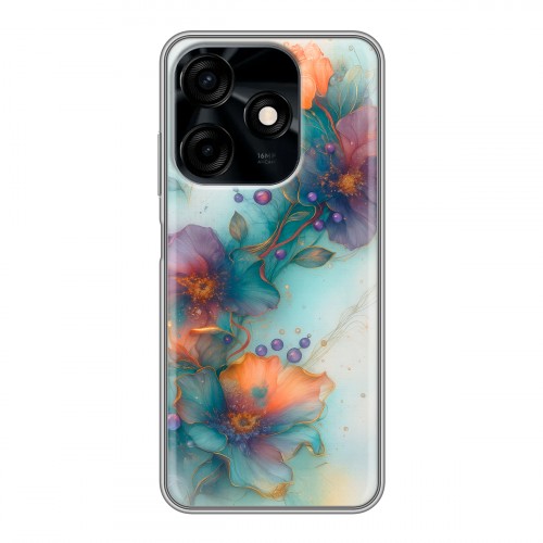 Дизайнерский силиконовый чехол для Tecno Spark 10C Акварельные цветы