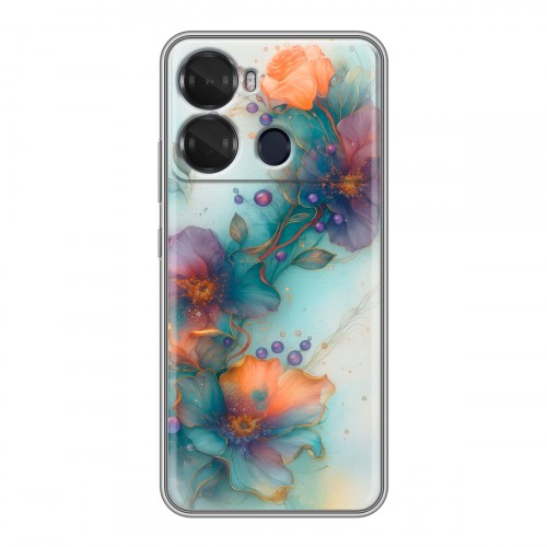 Дизайнерский силиконовый чехол для Itel P40 Акварельные цветы