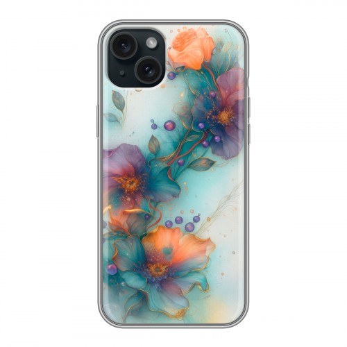 Дизайнерский пластиковый чехол для Iphone 15 Plus Акварельные цветы