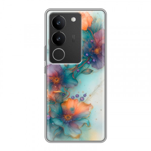 Дизайнерский силиконовый с усиленными углами чехол для Vivo V29 Акварельные цветы