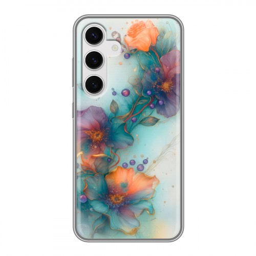 Дизайнерский силиконовый чехол для Samsung Galaxy S24 Акварельные цветы
