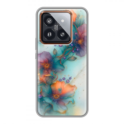 Дизайнерский силиконовый чехол для Xiaomi 14 Pro Акварельные цветы