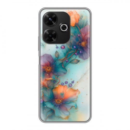 Дизайнерский силиконовый чехол для RedMi 13 4G Акварельные цветы