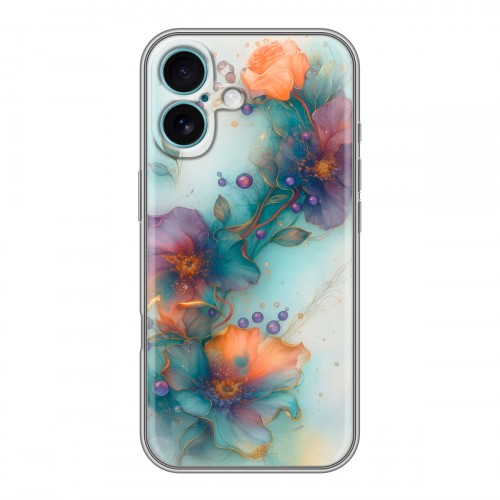 Дизайнерский силиконовый чехол для Iphone 16 Plus Акварельные цветы