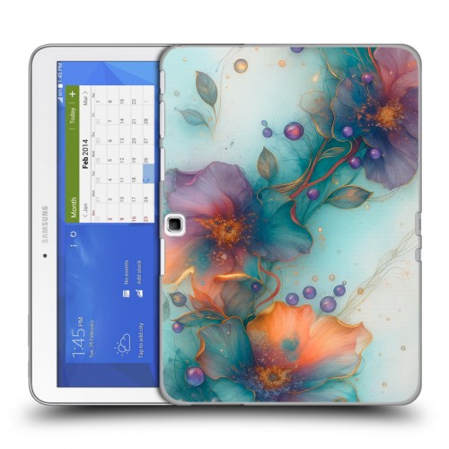 Дизайнерский силиконовый чехол для Samsung Galaxy Tab 4 10.1 Акварельные цветы
