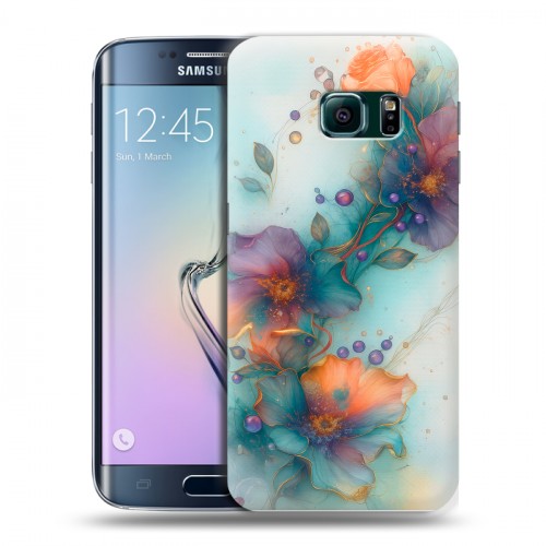 Дизайнерский силиконовый чехол для Samsung Galaxy S6 Edge Акварельные цветы