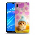 Дизайнерский пластиковый чехол для Huawei Y6 (2019) Котик в шапке