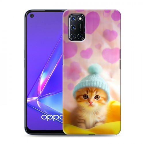 Дизайнерский пластиковый чехол для OPPO A52 Котик в шапке