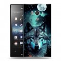 Дизайнерский пластиковый чехол для Sony Xperia acro S Волк и луна