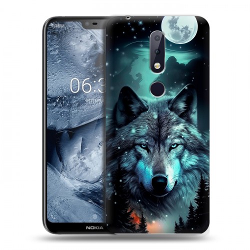 Дизайнерский пластиковый чехол для Nokia 6.1 Plus Волк и луна